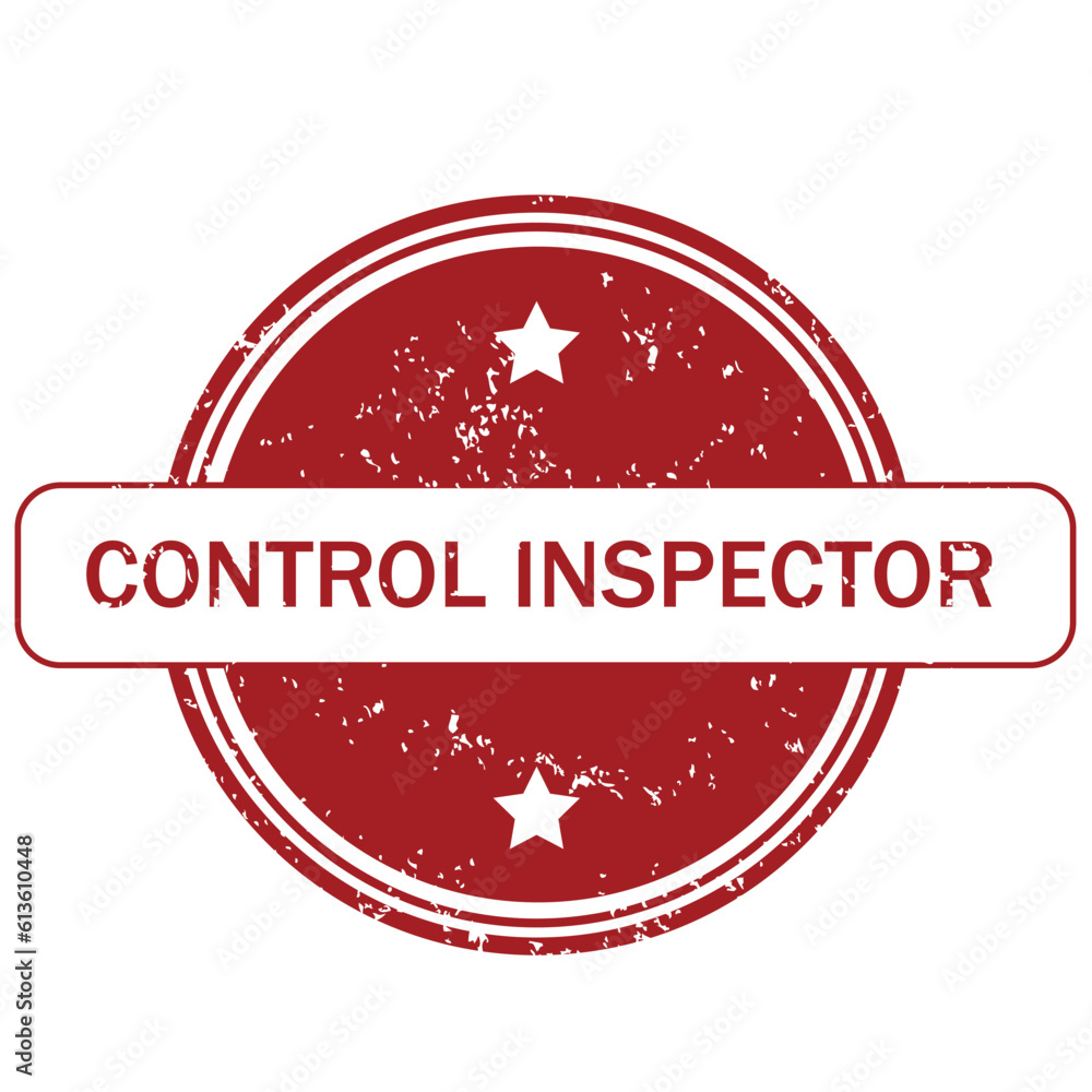 Red control inspector stamp on white background