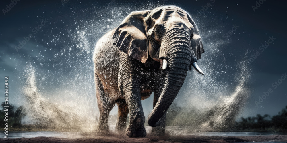 Majestic Elephant in its Natural Habitat: Captivating Wildlife Photography. AI Generative