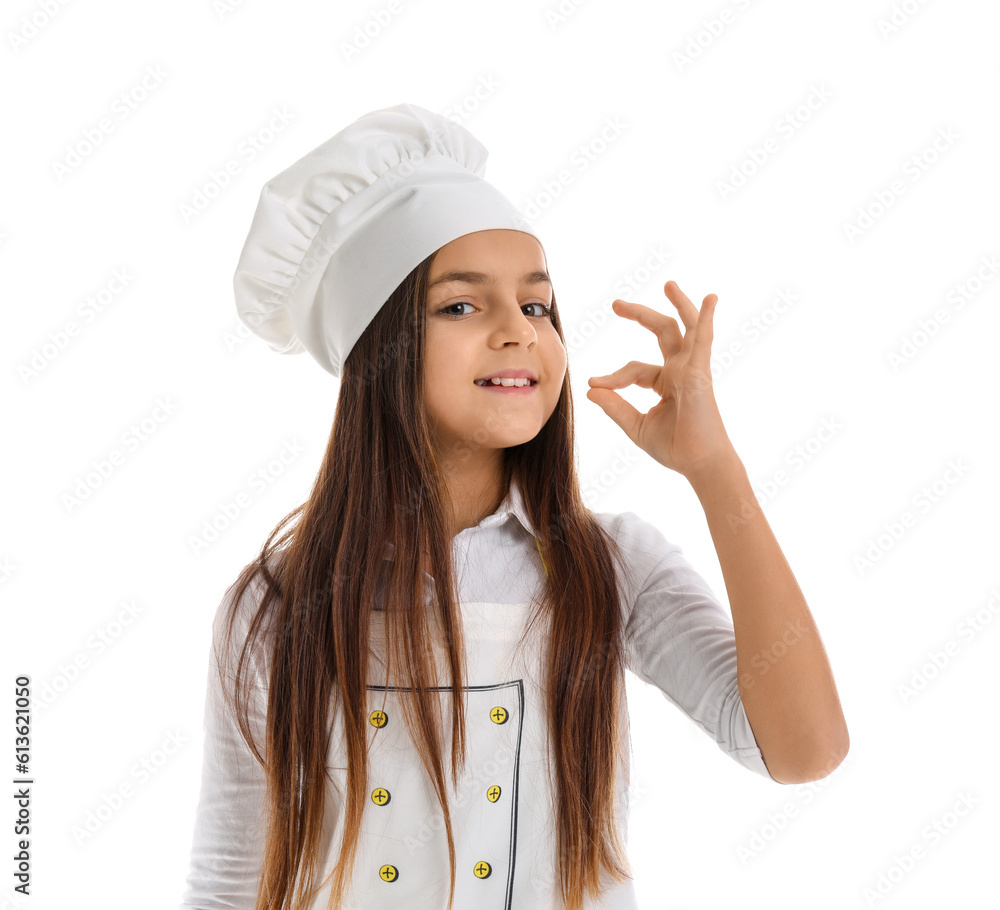 Little baker on white background