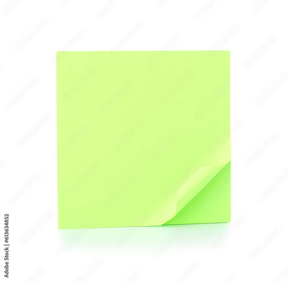 Green sticky notes isolated on white background