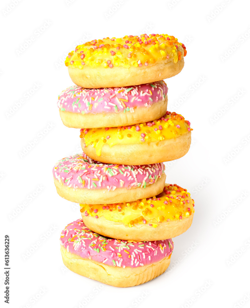 Sweet donuts on white background