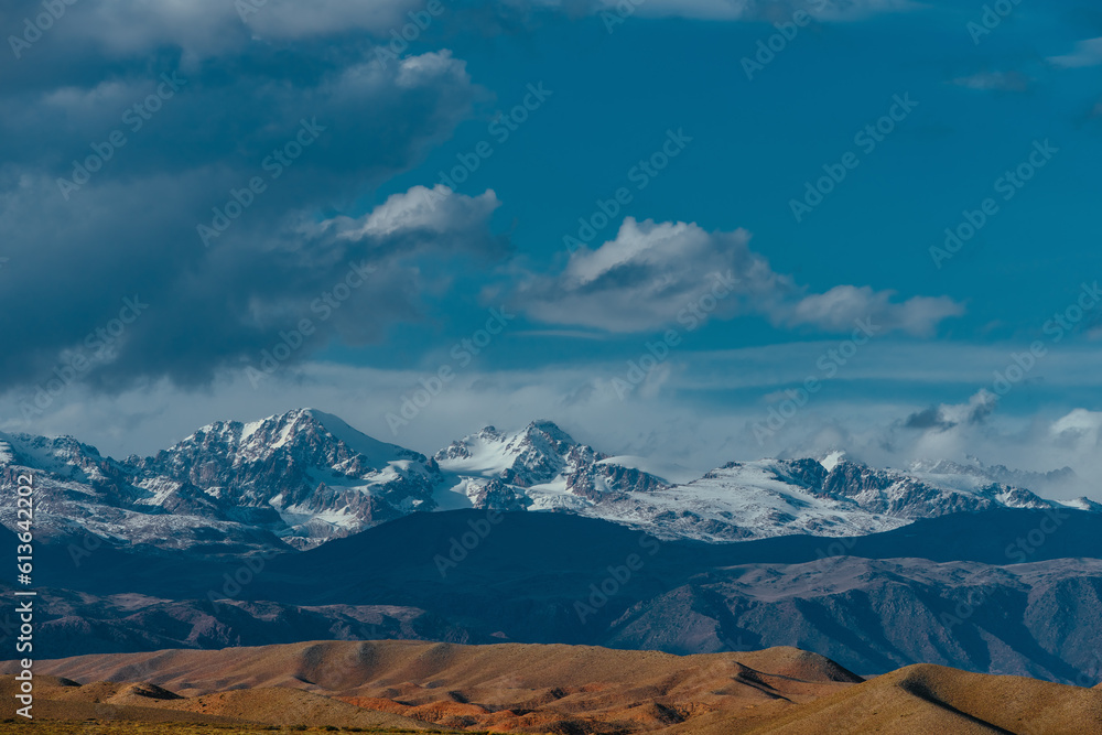 Beautiful mountains landscape with snowy peaks, Kyrgyzstan