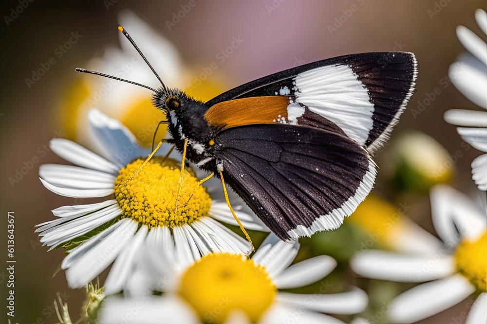 colorful butterfly perched on a vibrant flower. Generative AI