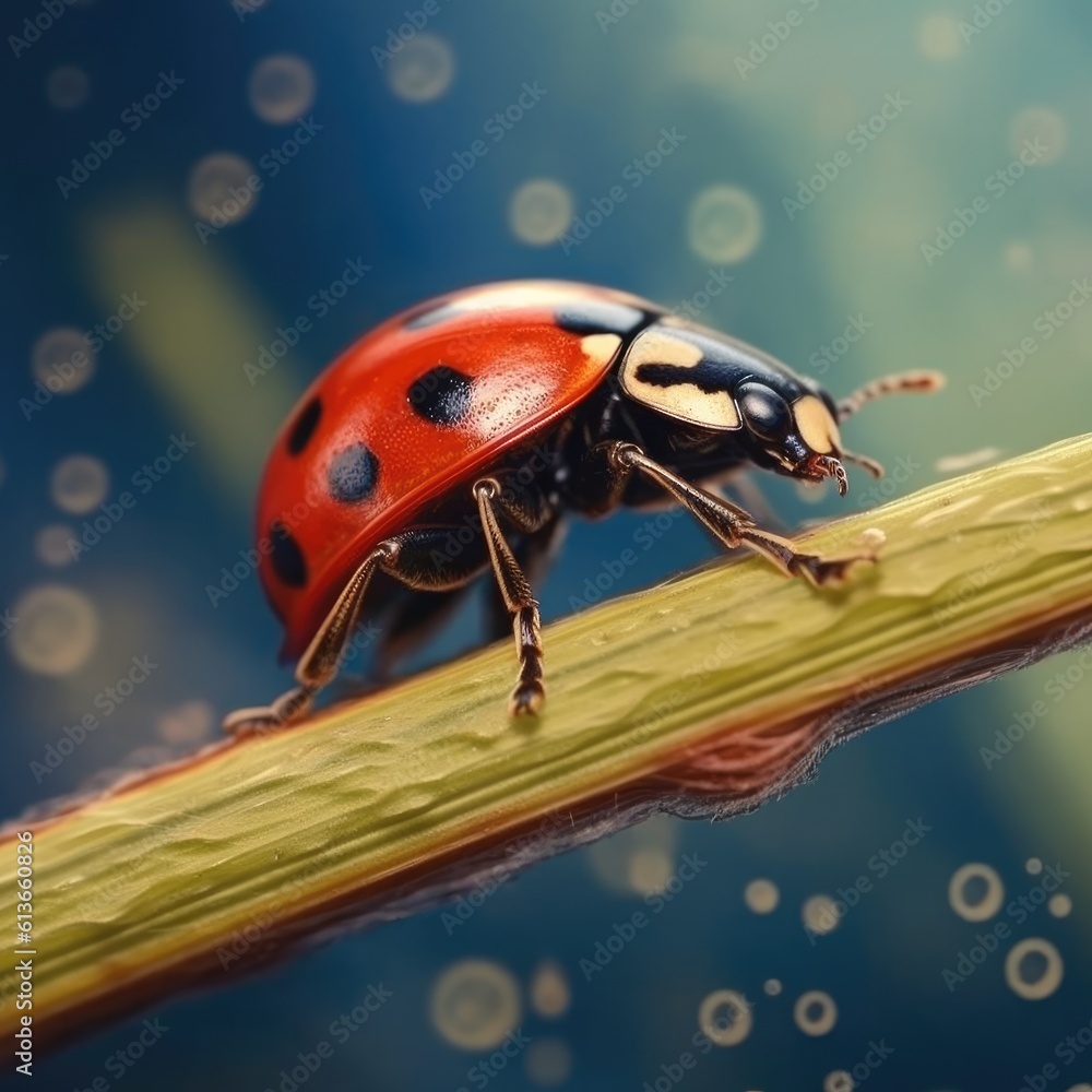 Close-up of ladybug on twig, Nature, flora and fauna.