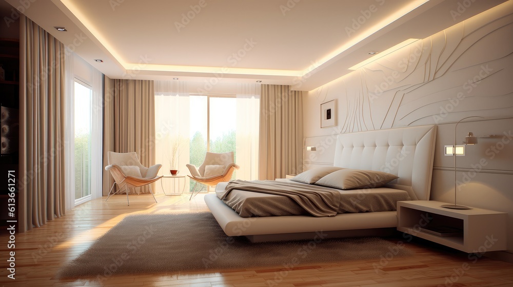 Luxury modern bedroom suite in hotel, Modern bedroom.