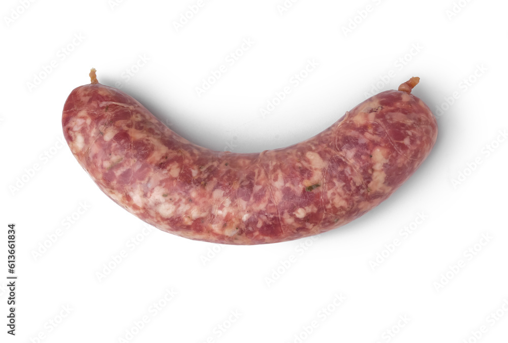 Raw fresh sausage on white background