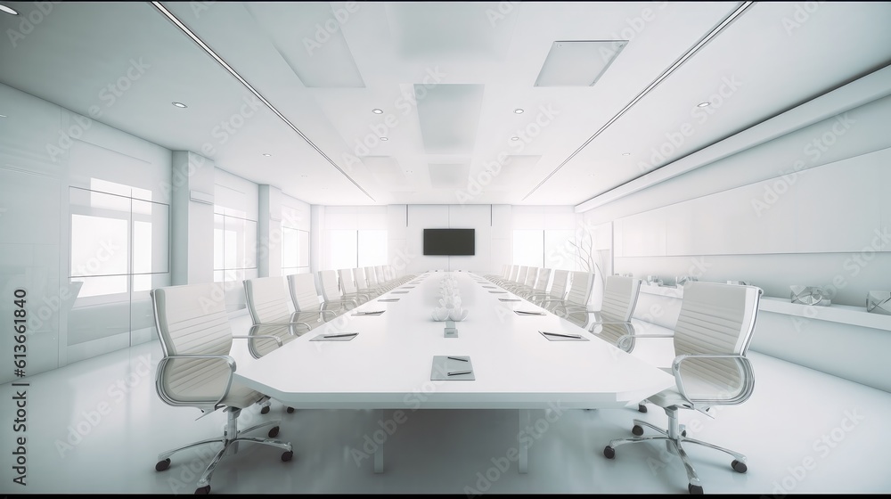 Futuristic Conference Room, Modern office meeting room interior.