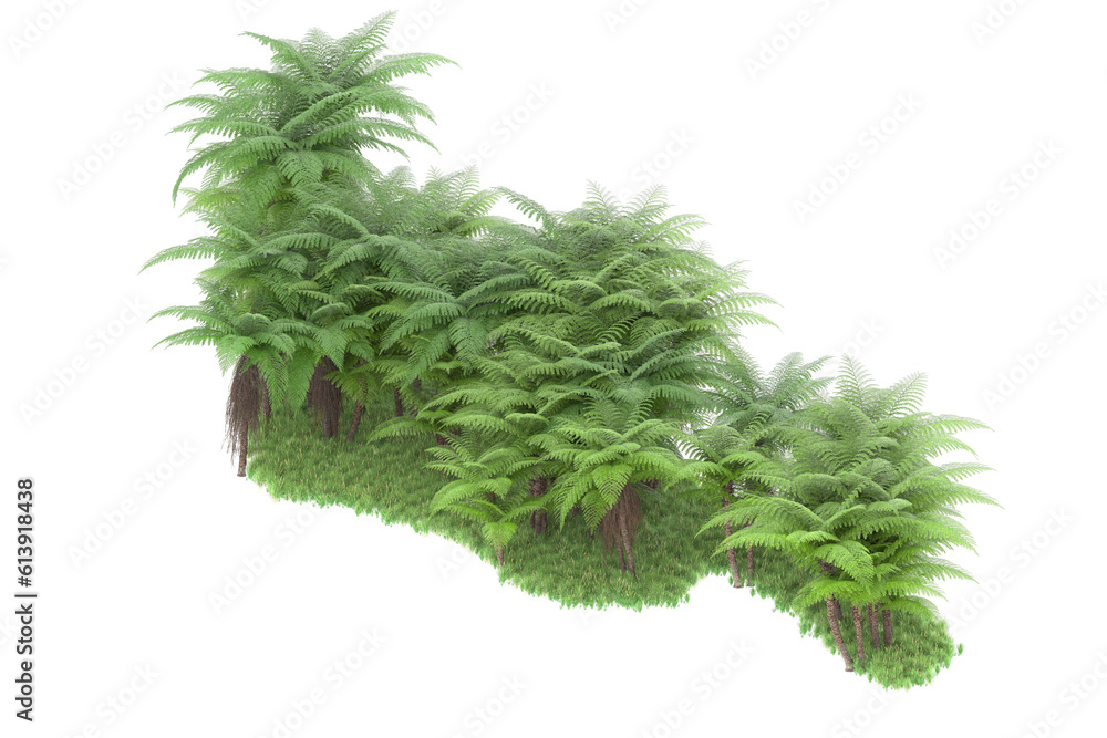 Tropical island on transparent background. 3d rendering - illustration