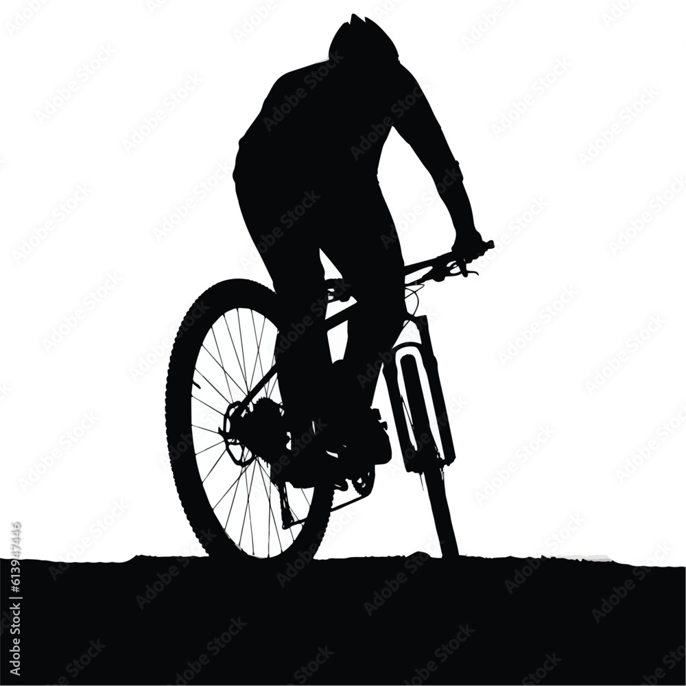 Vector illustration silhouette of a cyclist on white background. clean energy concept