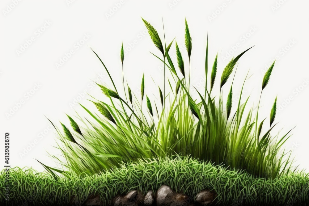 lush green plant with blades of grass growing out of it. Generative AI