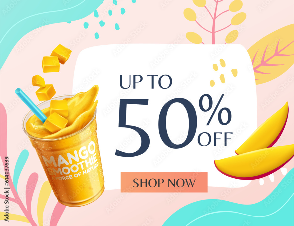 Mango smoothie sale poster template