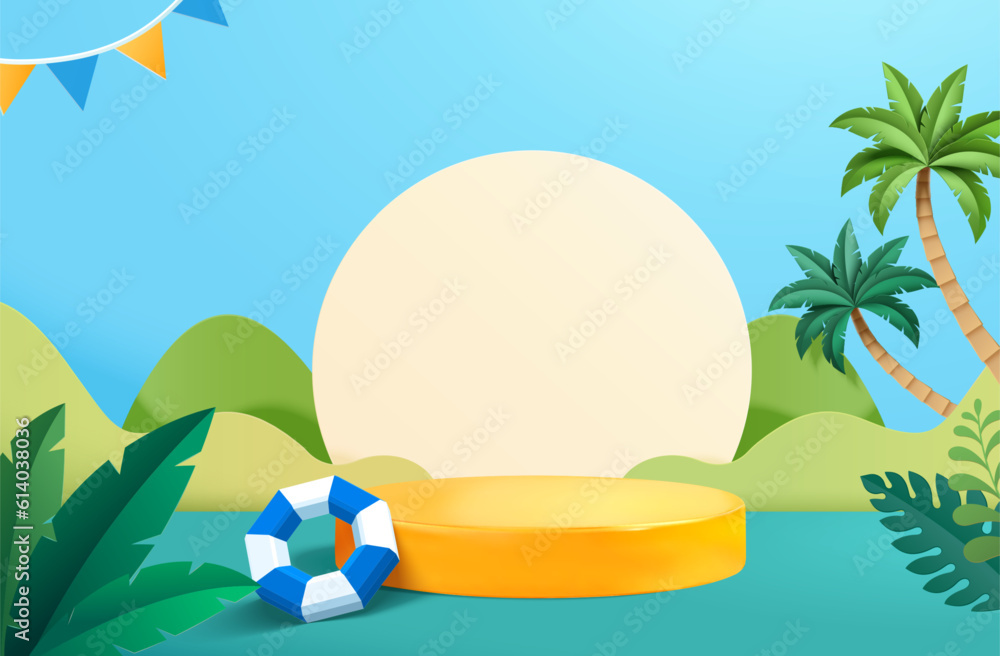 3D summer theme display background