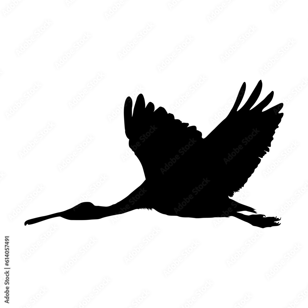 Flying Roseate Spoonbills Silhouette. Good To Use For Element Print Book, Animal Book and Animal Con