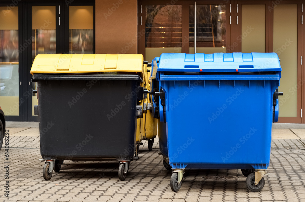 Garbage containers on city street