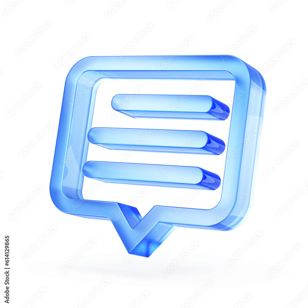 Chat icon, Message symbol, Speech bubble with text lines - 3d rendering