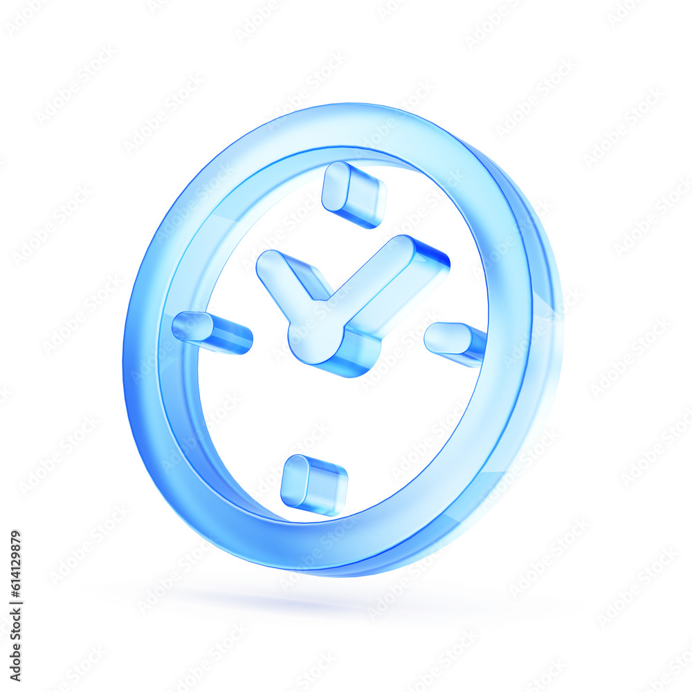 Clock icon isolated on white background - 3d rendering