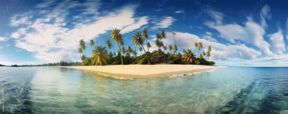 Paradise beach natural background. Illustration AI Generative.