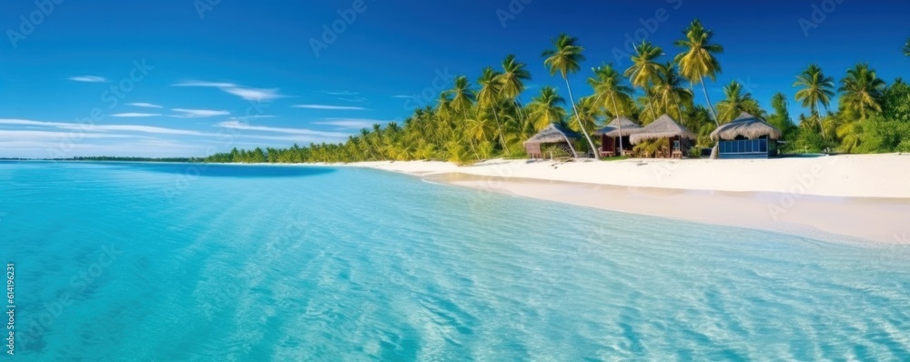 Paradise beach natural background. Illustration AI Generative.