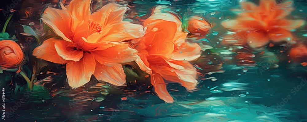 Painted colorful flowers background. Illustration AI Generative.