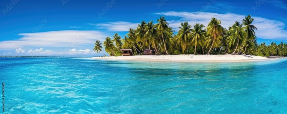 Paradise beach natural background. Illustration AI Generative.