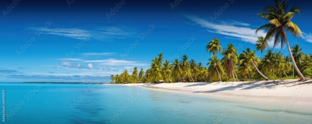 Paradise beach natural background. Illustration AI Generative.