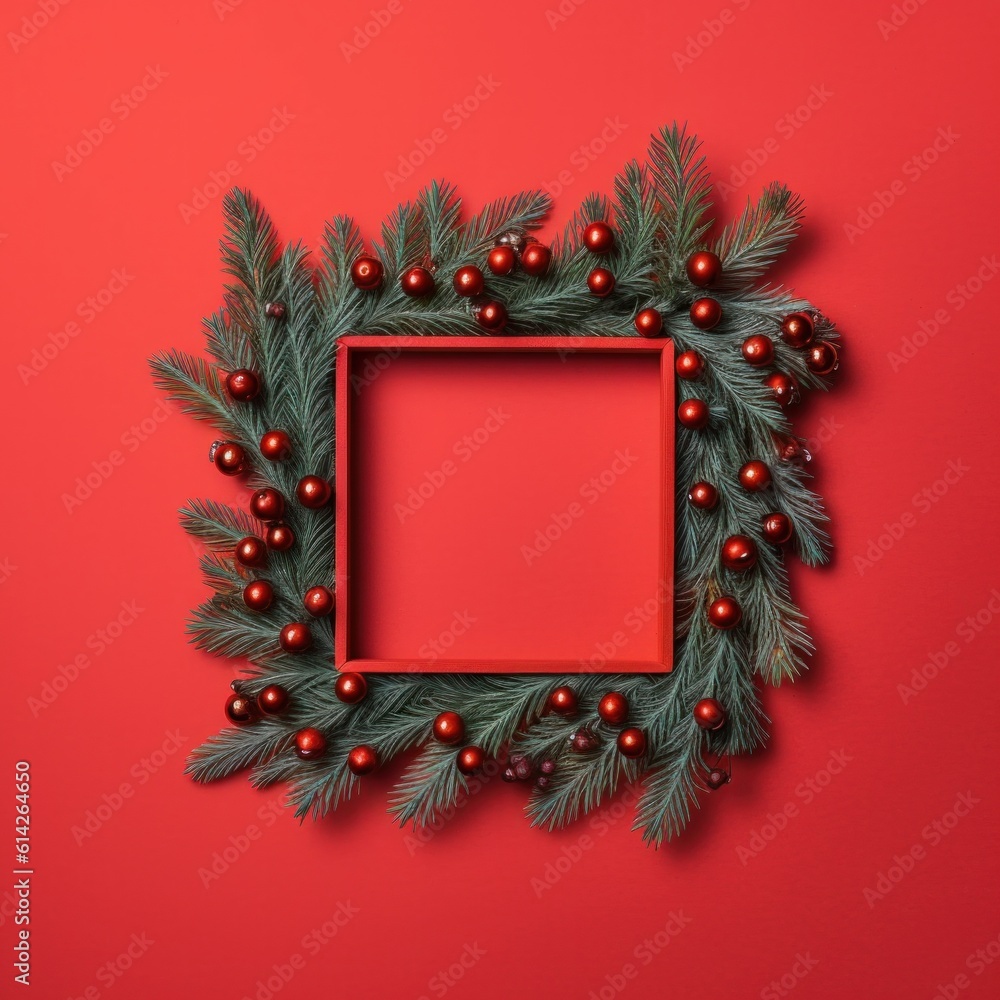 Christmas square frame. Illustration AI Generative.