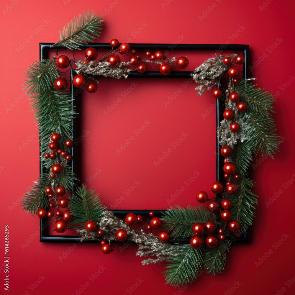 Christmas square frame. Illustration AI Generative.