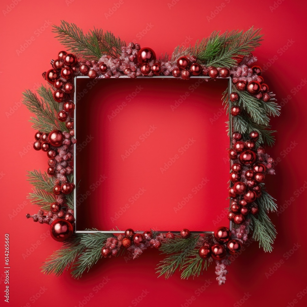 Christmas square frame. Illustration AI Generative.