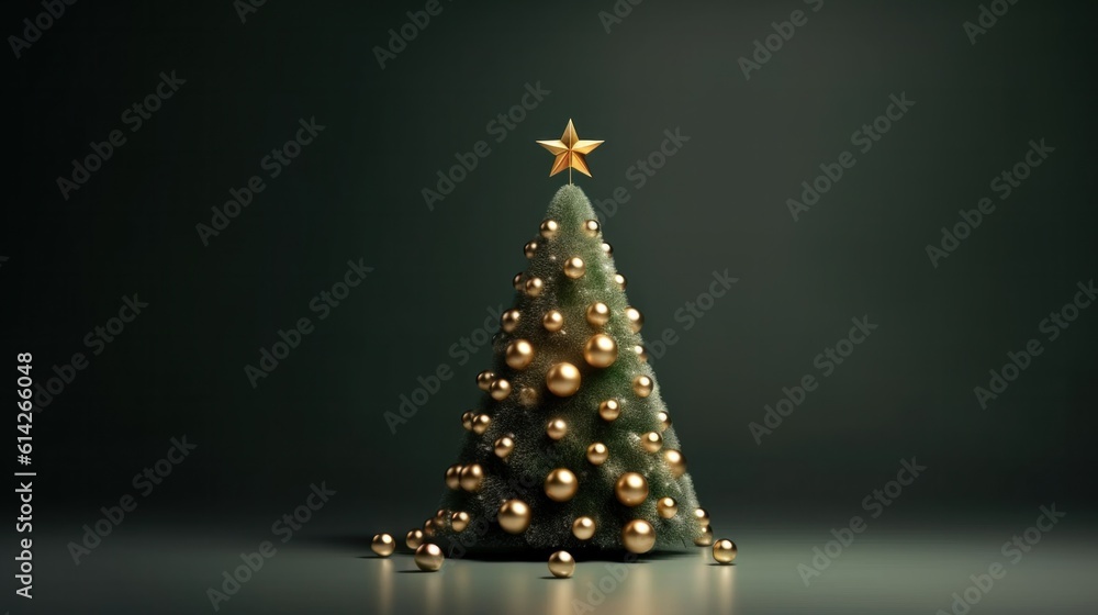 Minimalist background with Christmas tree. Illustration AI Generative