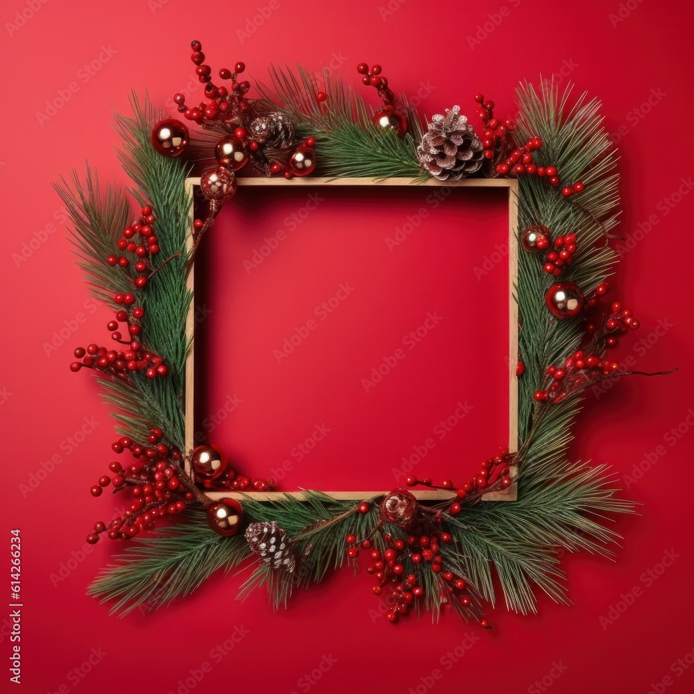 Christmas square frame. Illustration AI Generative.