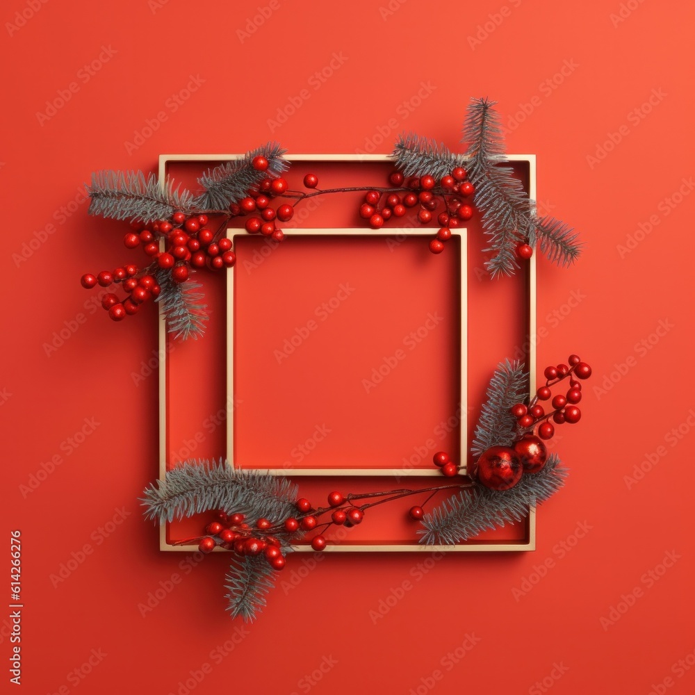 Christmas square frame. Illustration AI Generative.