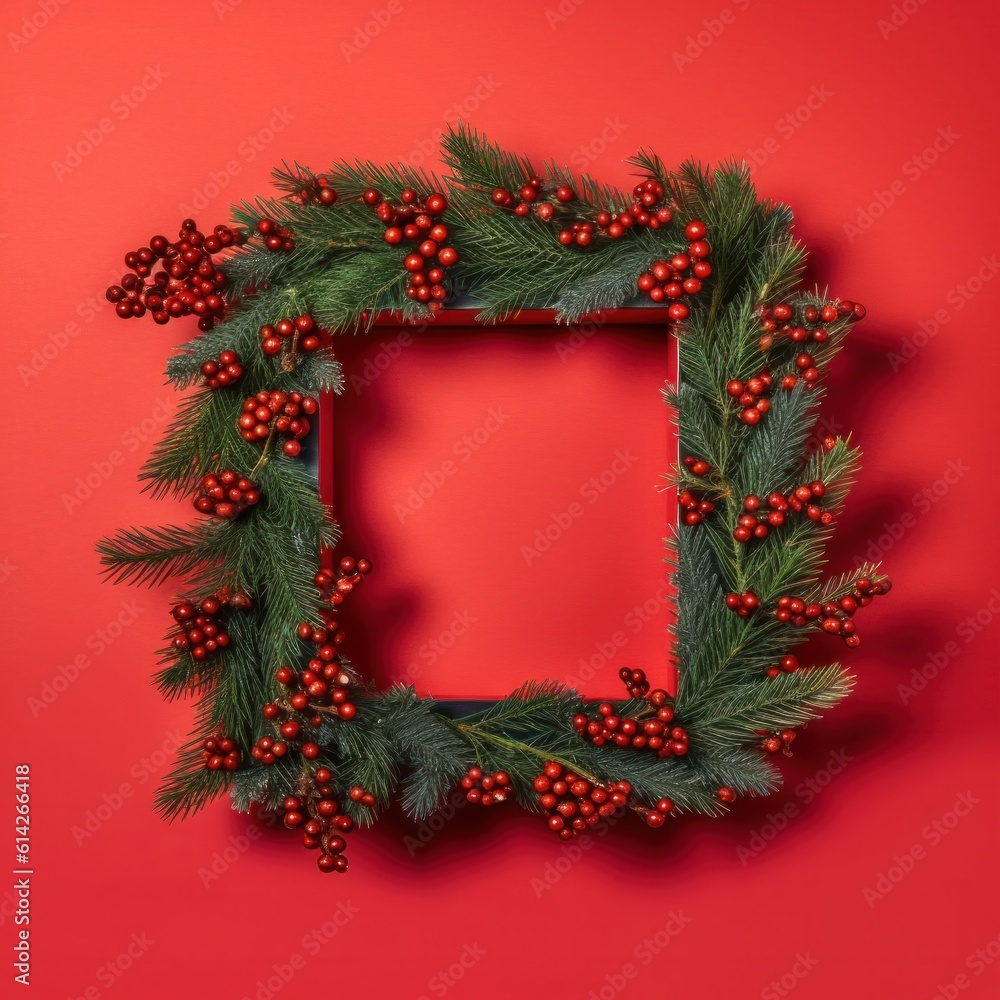 Christmas square frame. Illustration AI Generative.