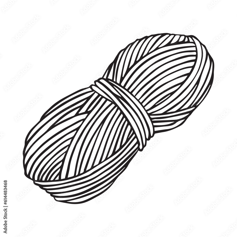 vector drawing in doodle style. ball of wool. knitting, crochet, hobby