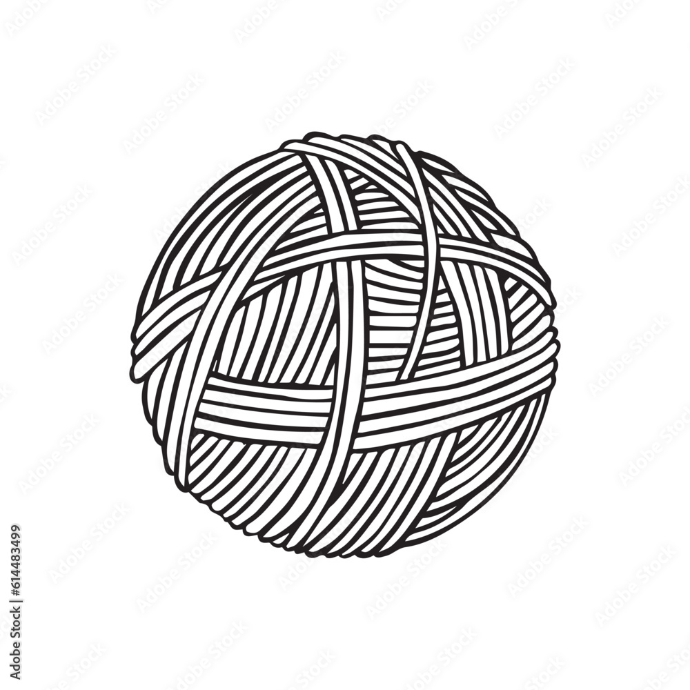 vector drawing in doodle style. ball of wool. knitting, crochet, hobby