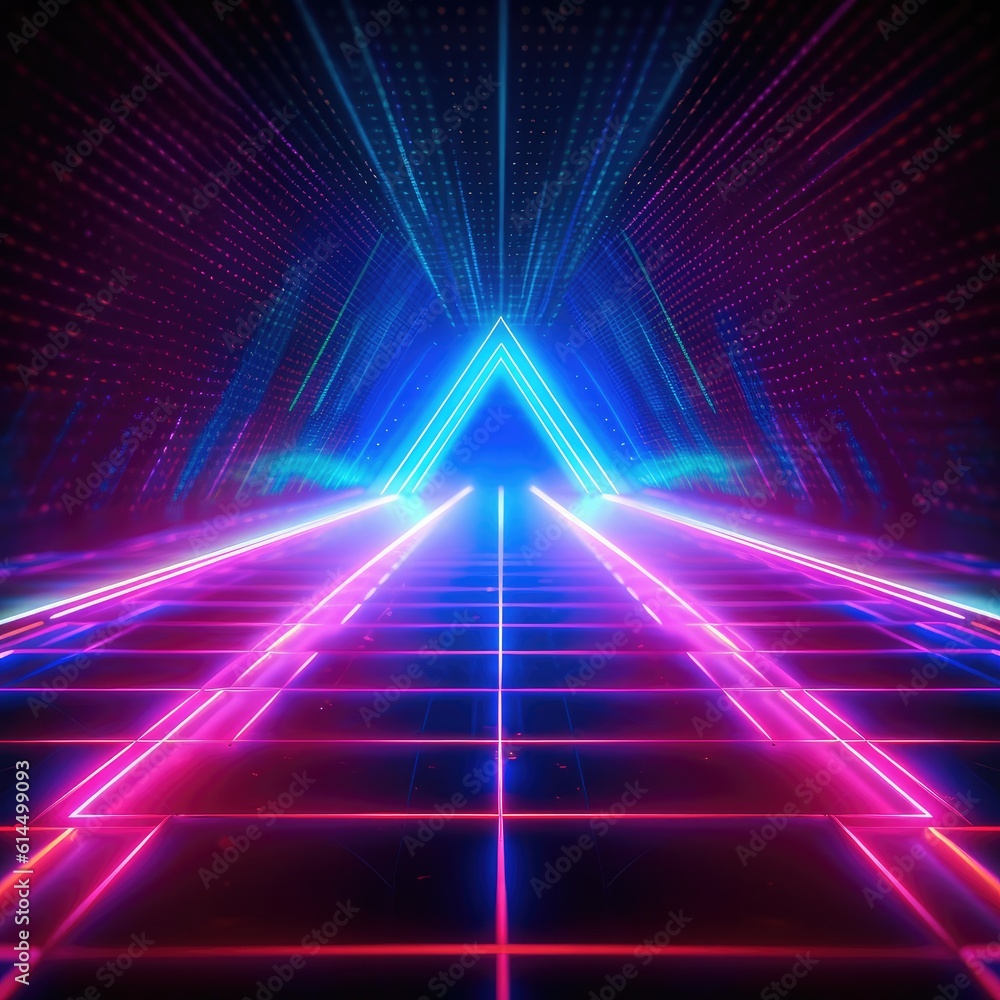 Color neon electronic style disco background.