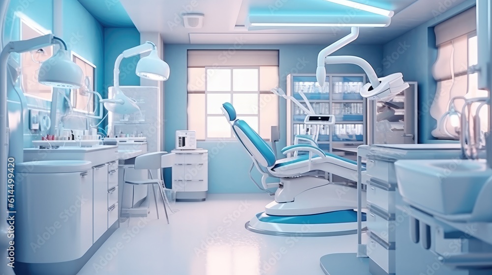 Clean modern dentist,  Dentistry, medicine, medical equipment and stomatology concept.