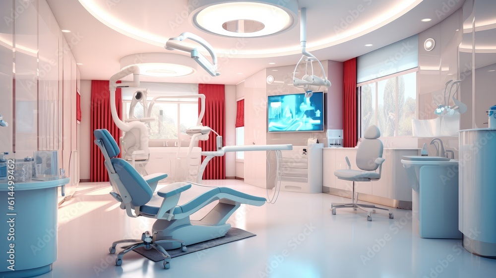 Interior of new modern dental clinic office with chair. Interior of the office of patients reception