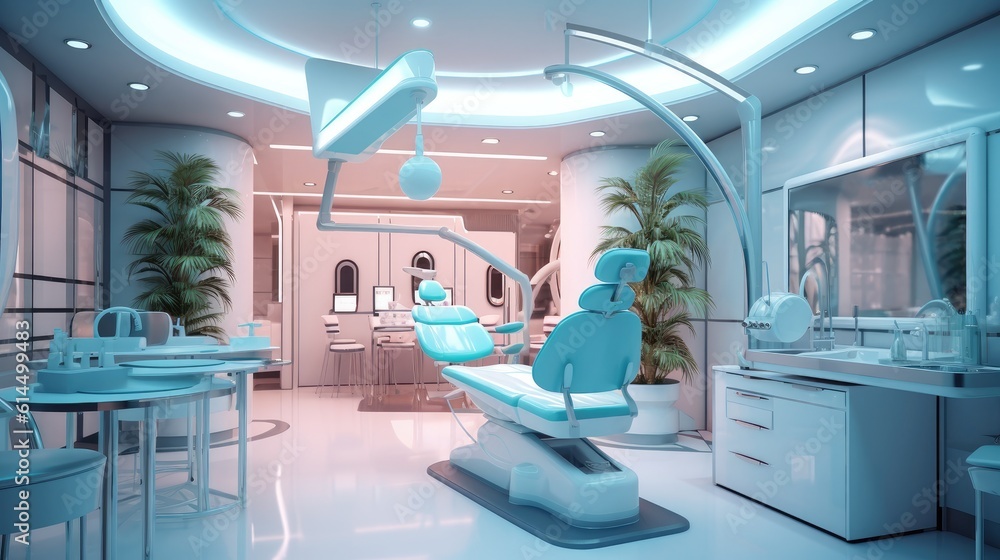 Clean modern dentist,  Dentistry, medicine, medical equipment and stomatology concept.