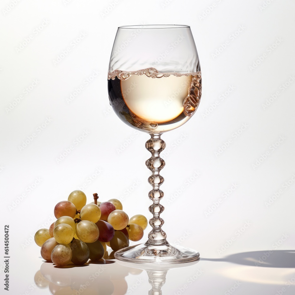 Empty wine or champagne glass cup, Crystal, on white background.