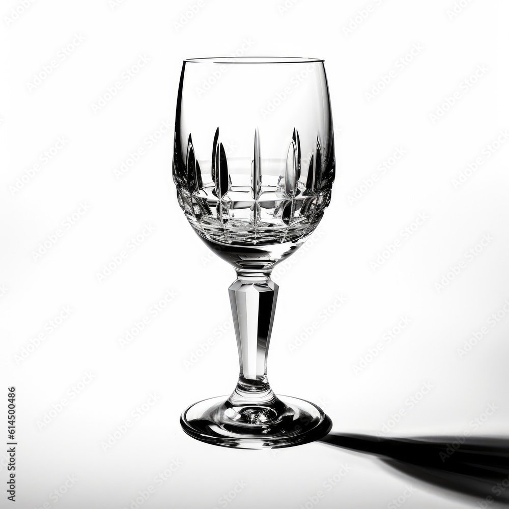 Empty wine or champagne glass cup, Crystal, on white background.