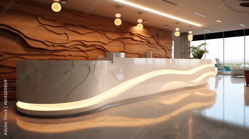 Modern hotel reception counter