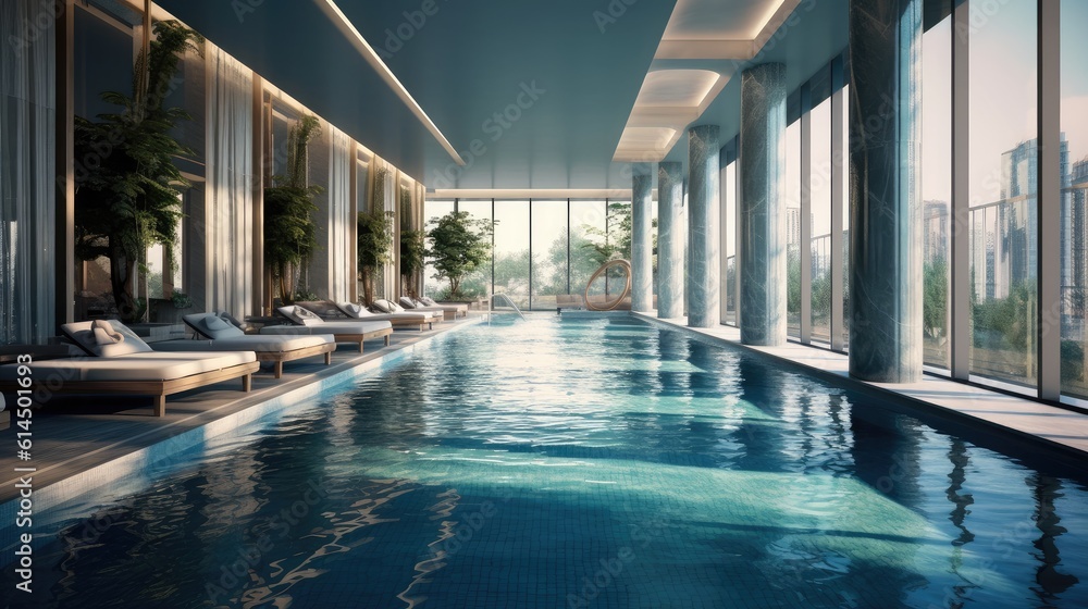 Swimming pool on a modern luxury condo.