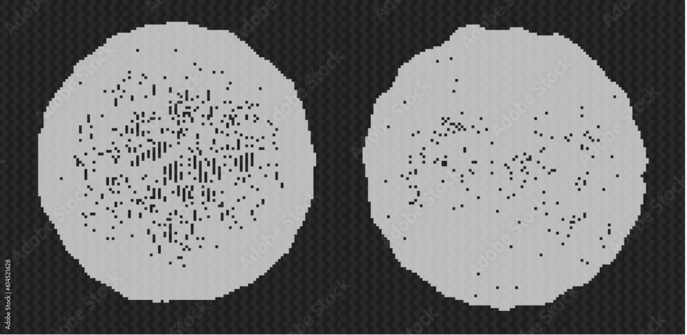 Abstract form consisting of small particles. Objects with dots. 3d vector illustration.