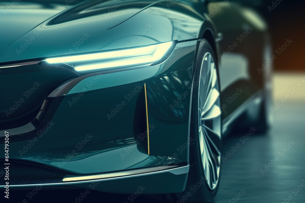 electric car closeup. AI generated.