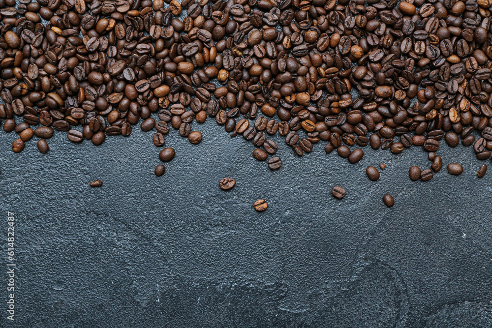 Frame made of coffee beans on black background