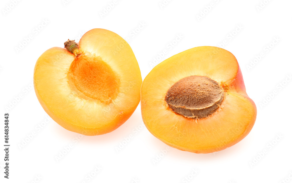 Ripe apricots isolated on white background