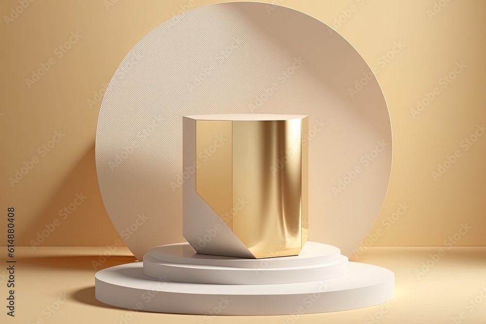 white and gold object on a pedestal. Generative AI