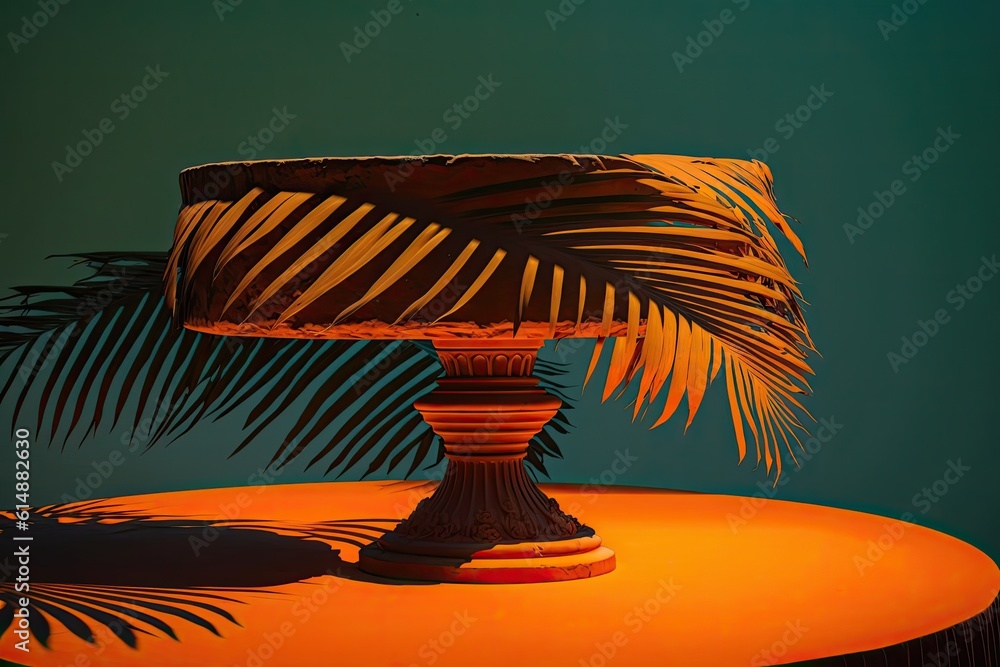 palm trees shadow falling on a table. Generative AI