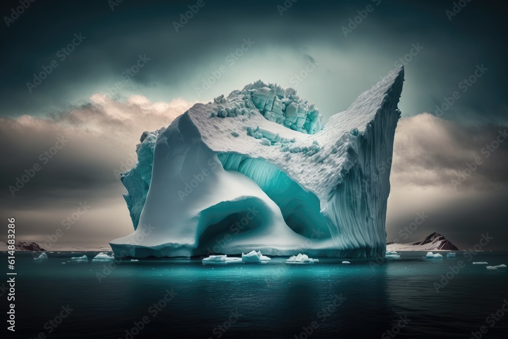 massive iceberg adrift in the open ocean. Generative AI