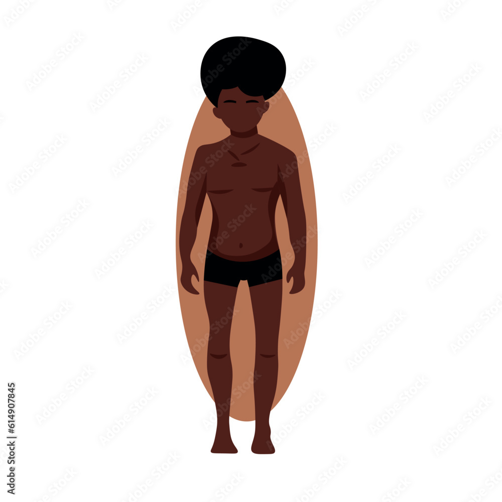 African-American man in underwear on white background